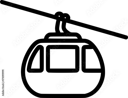 Cable car gondola outline icon vector
