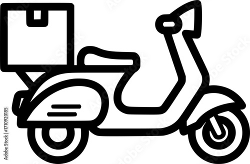 Delivery scooter with box outline icon vector
