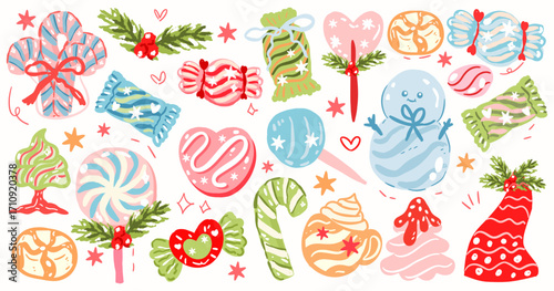 Hand drawn Christmas Candy ,cute Aesthetic Christmas , Cute Christmas Cookie, Mrs Santa Claus, Cookie, Gingerbread ,Coquette pudding, Coquette Pink Bow,Vintage Holiday, Whimsical Xmas Tree ,Girly Xmas