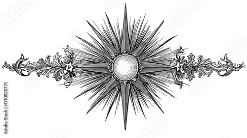Elegant Vintage Engraved Starburst Frame Design for Art
