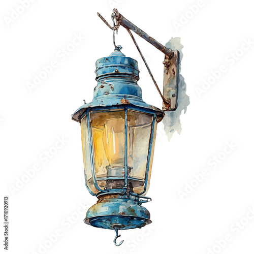 Lantern, watercolor painting, vector illustration, isolated on a white background.