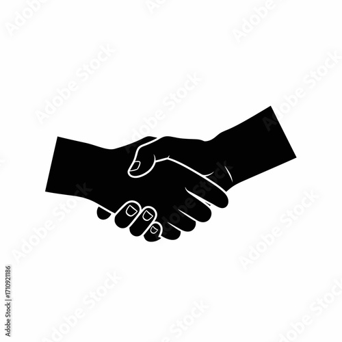 Vector art of silhouette of a handshake symbolizing agreement, partnership, and business deal in a minimalist vector illustration