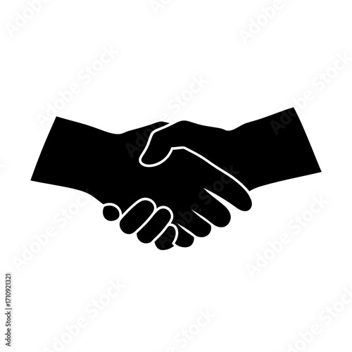 Vector art of black silhouette of a handshake, representing agreement, partnership, or a successful business deal