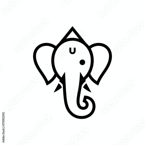 Vector art of minimalist line art illustration of lord ganesha, the hindu god of wisdom and prosperity, vector graphic design