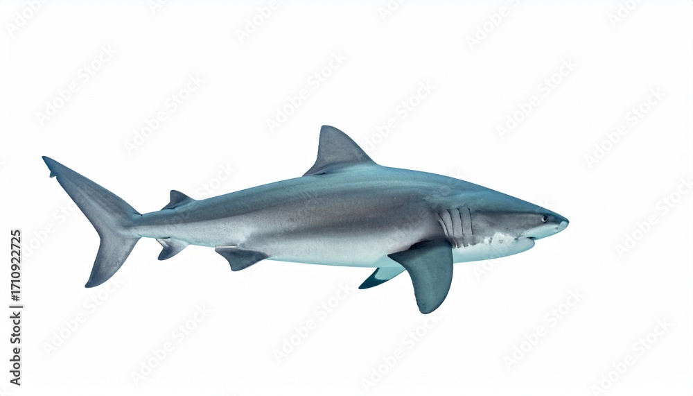 Fototapeta premium Bull shark in full view on white studio background