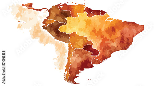 Watercolor Map of Latin America: Stylized Vector Illustration