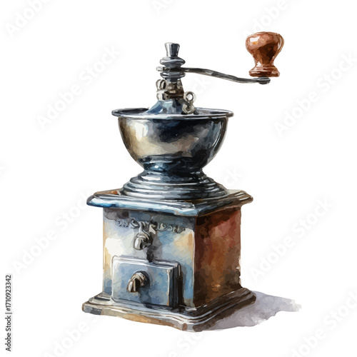 Watercolor vector illustration of Grinder, isolated on white background.