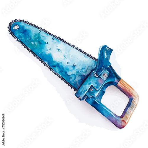 Handsaw, watercolor painting, vector illustration, isolated on a white background.