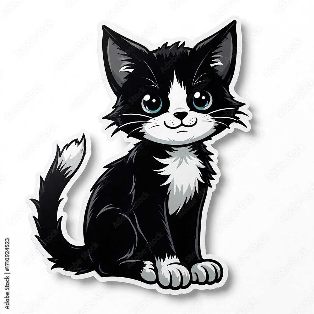 Obraz premium Playful Kitten Sticker Drawing Style
