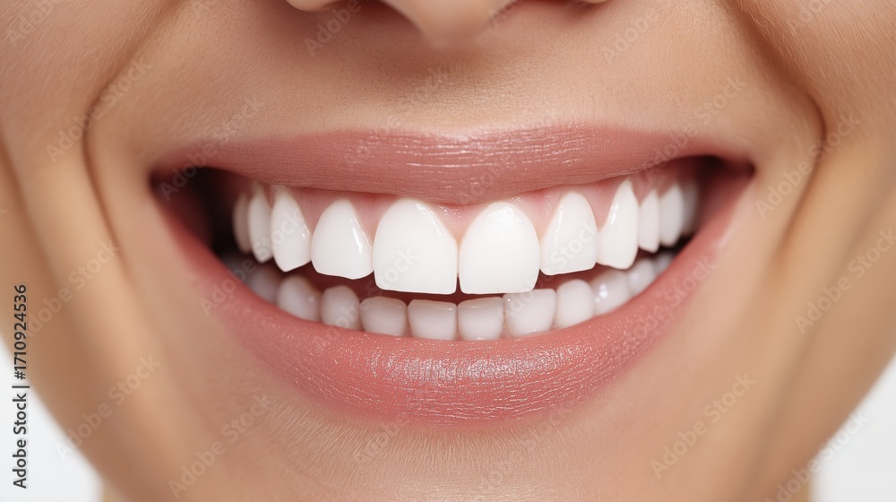 Obraz premium Smiling lips with perfect white teeth