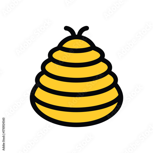 Bee skep colorful vector art illustration