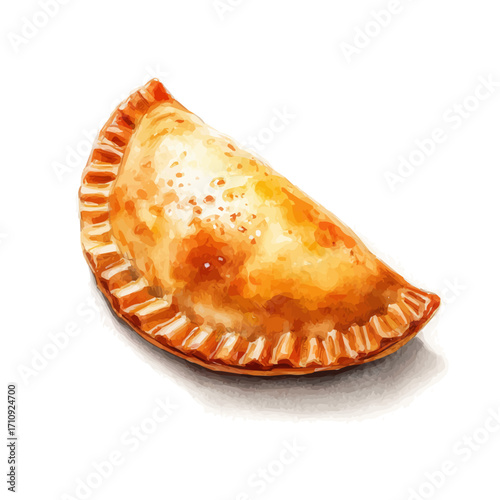 Empanada, watercolor painting, vector illustration, isolated on a white background.