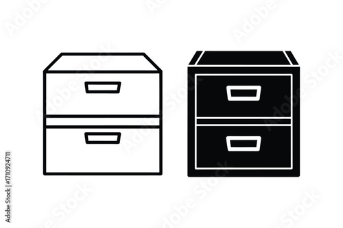 File cabinet drawer set of vector art illustration