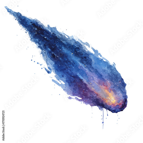 A watercolor painting of Comet, vector illustration on white background.