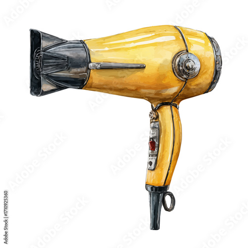 Hair Dryer in watercolor style, vector illustration, isolated on white background.