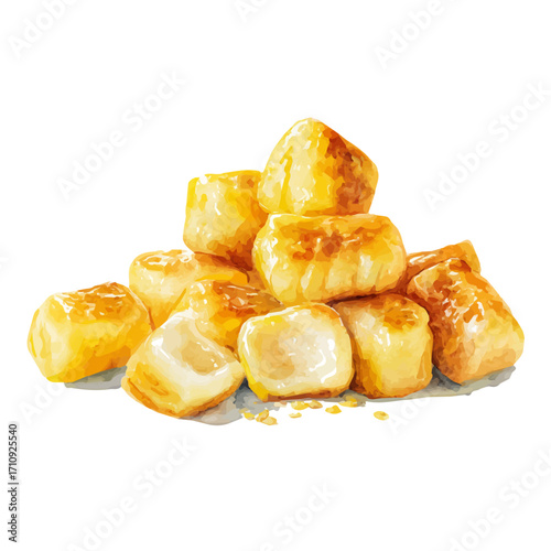A watercolor painting of Gnocchi, vector illustration on white background.