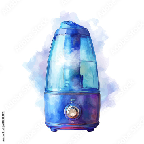 Humidifier, watercolor painting, vector illustration, isolated on a white background.