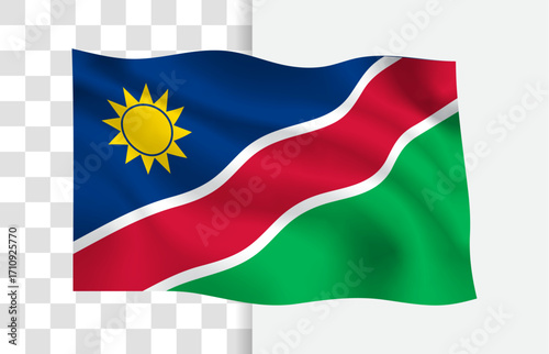 Free Download Waving Flag of Namibia, Isolated Vector with a Clean Background - GFXLoad