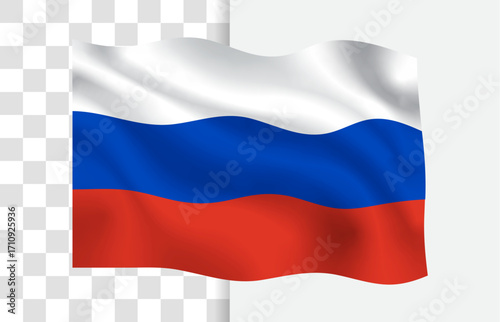 Russia Flag Waving Vector, Isolated without a Background