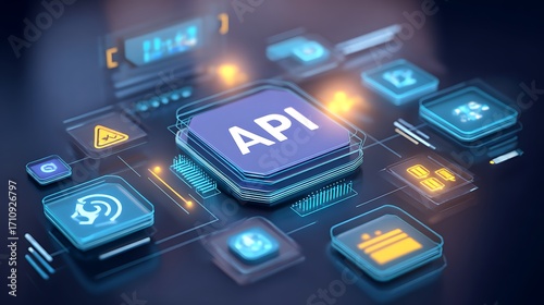 api application programming interface software integration vector illustration.