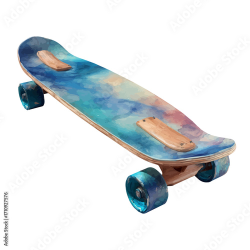 Kickboard, watercolor painting, vector illustration, isolated on a white background.