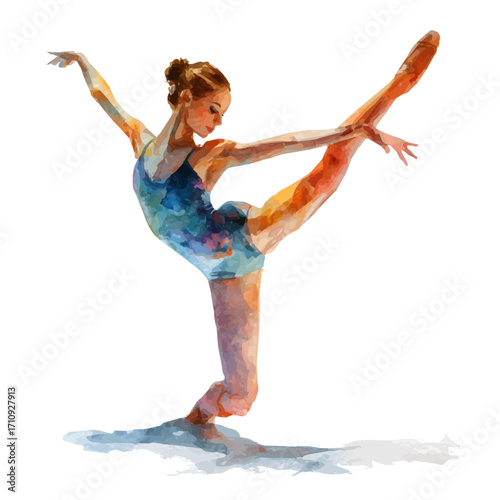 A watercolor painting of Gymnastics, vector illustration on white background.