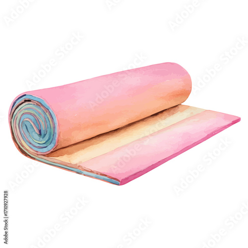 A watercolor painting of Gymnastics Mat, vector illustration on white background.