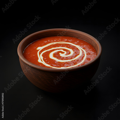 Creamy tomato soup in a rustic bowl, a comforting and wholesome meal perfect for cold days