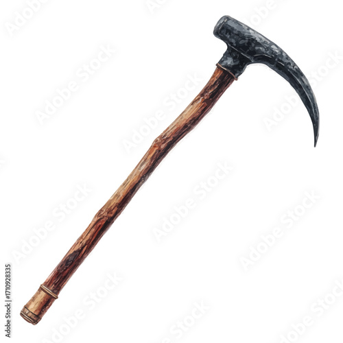 Watercolor vector illustration of Crowbar, isolated on white background.