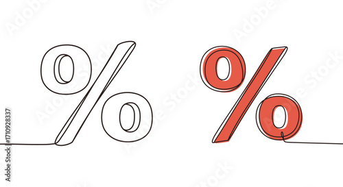A simple illustration of two percent signs in contrasting line styles