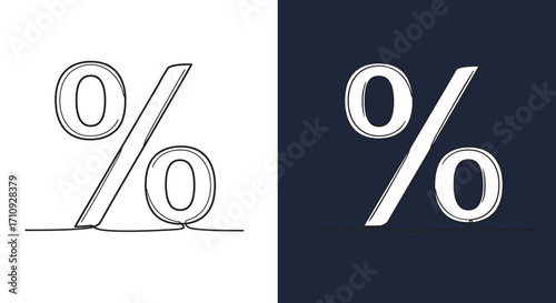 Sketch illustration of percent signs in contrasting black and white schemes