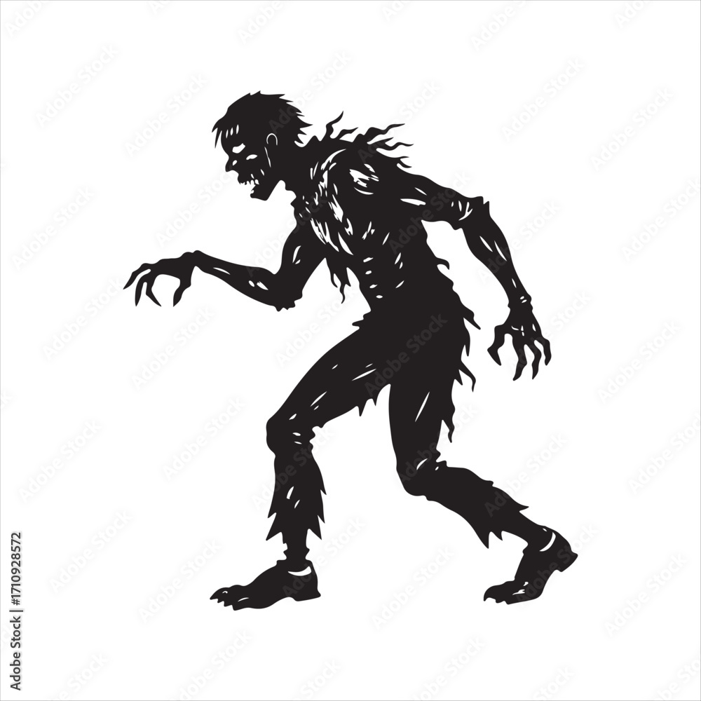 Fototapeta premium zombie vector silhouette sketch art doodle idea collections