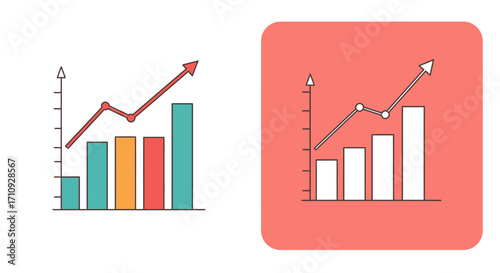 Visual representation of growth and progress with charts and bar graphs