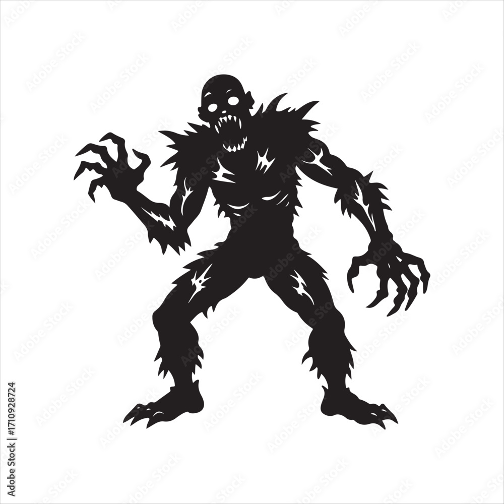 Obraz premium zombie vector silhouette sketch art doodle idea collections