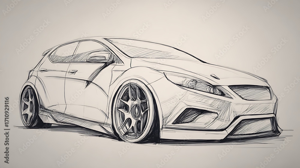 Fototapeta premium car sketch vector.