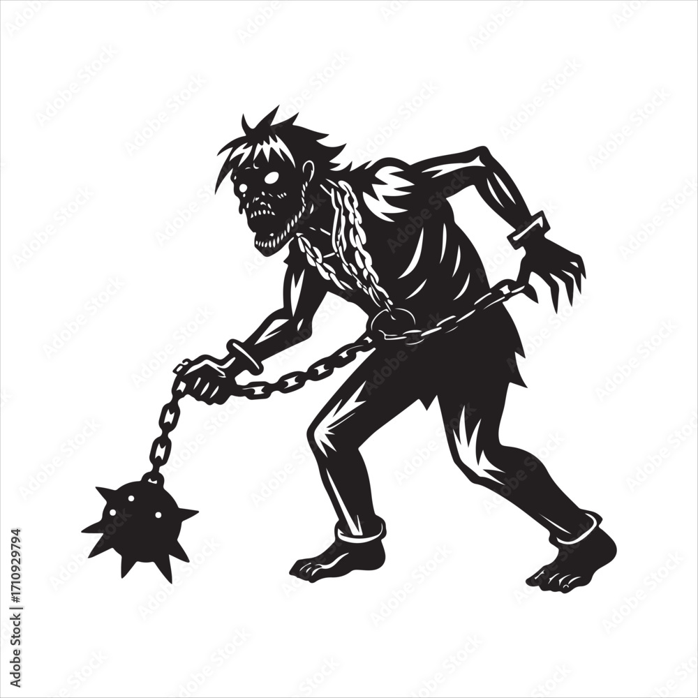Obraz premium zombie vector silhouette sketch art doodle idea collections