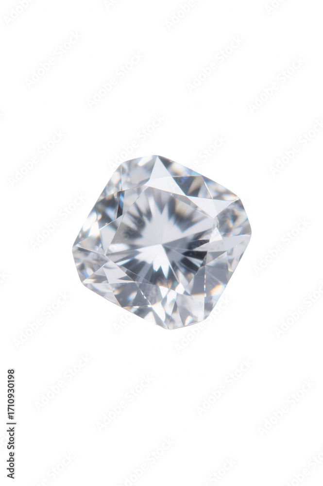 Fototapeta premium Sparkling Diamond on White Background, Closeup