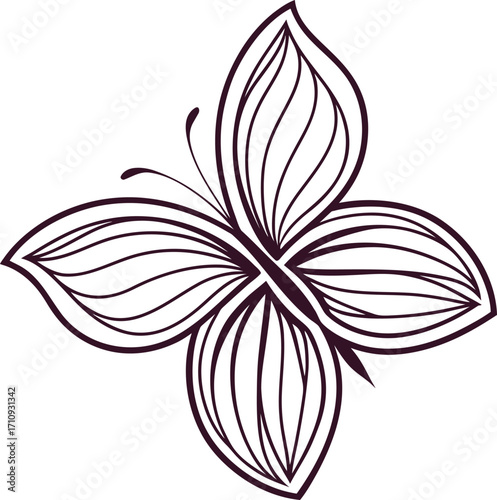 Stylized Butterfly Silhouette with Intricate Wing Patterns on White Background insect