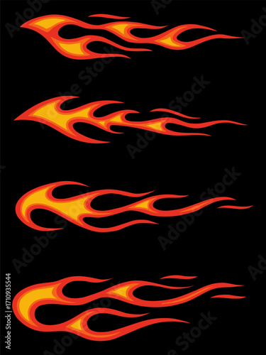 Flame Decal Vector Set – Car, Motorcycle, and Racing Fire Graphics