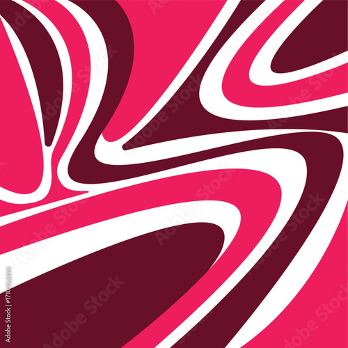 Abstract Retro Wave Pink and Maroon Curved Geometric Background