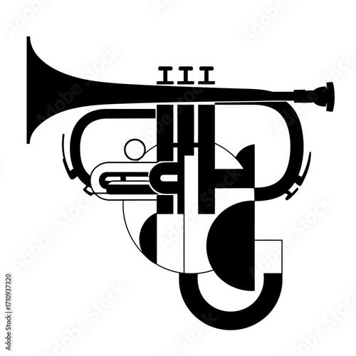 Abstract Geometric Trumpet Icon Design
