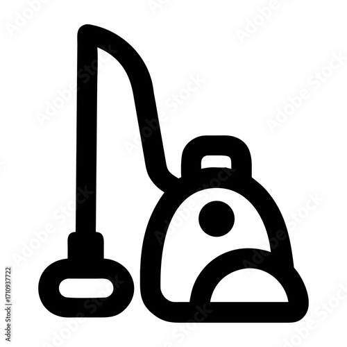 Vacuum Cleaner Icon Simple Black Outline of Cleaning Appliance on White Background
