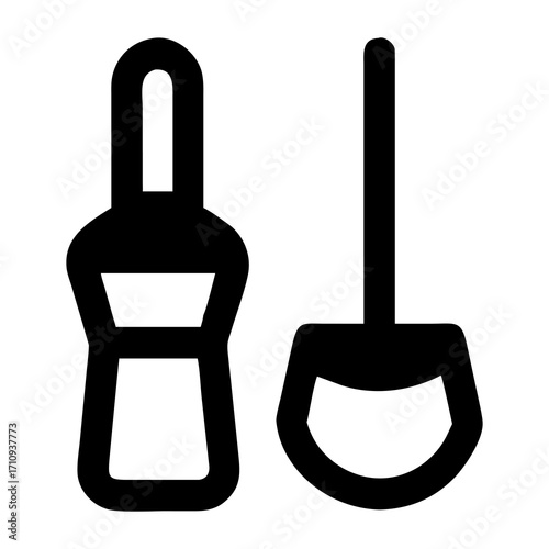 Cleaning Tools Icon Simple Illustration of a Bottle and Dustpan for Cleanliness and Hygiene