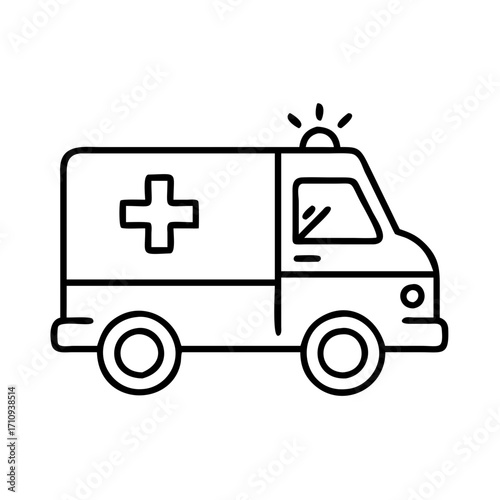 Vector art of ambulance car line icon emergency medical service vehicle vector outline illustration healthcare transport