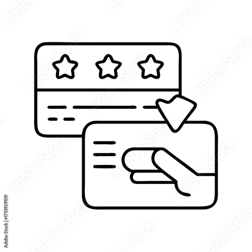 Vector art of loyalty program line vector icon bonus card, reward points customer loyalty program, promotion, marketing strategy