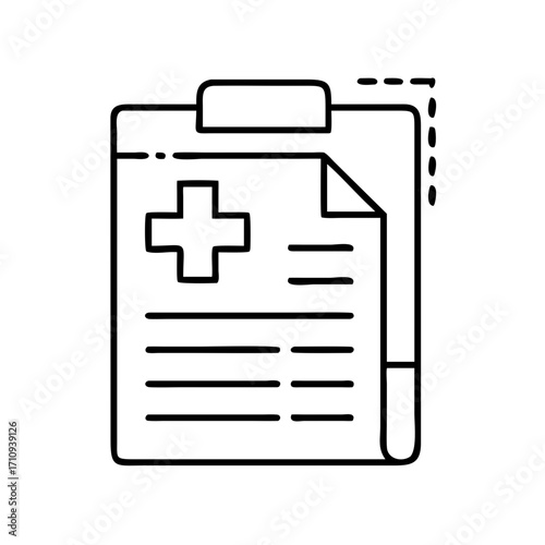 Vector art of medical history line vector icon patient health record, diagnosis, treatment plan, healthcare information