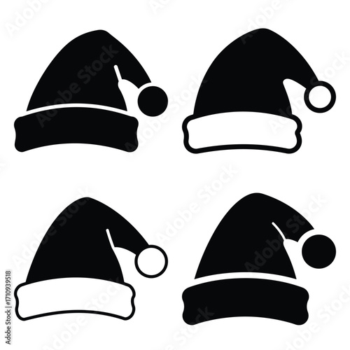 santa hat vector icon set
