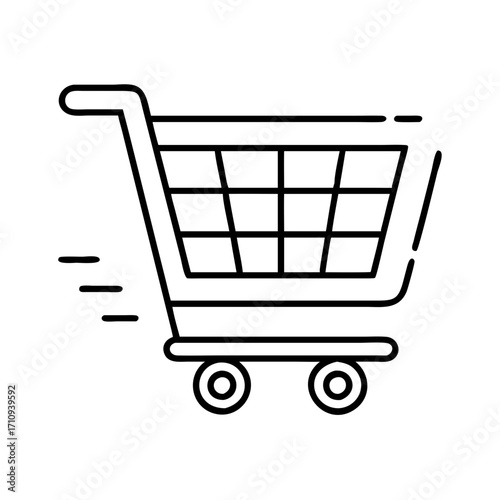 Vector art of shopping cart icon black thin line art symbol of trolley for online store supermarket basket for buying goods