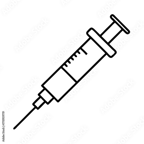 Illustration of a syringe, representing vaccination, injection, or medical treatment in a minimalist style
