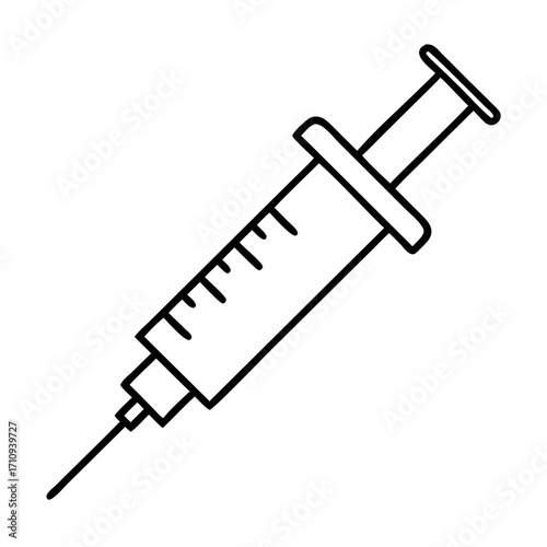 Illustration of a syringe, representing vaccination, injection, or medical treatment in a simple line drawing